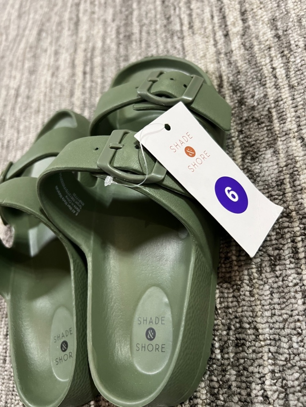 Shade & Shore Olive Green Double-Strap Buckle Slides - Picture 5 of 7